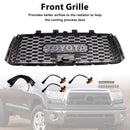 Toyota Tundra 2010-2013 TRD PRO grade estilo favo de mel preto grade do para-choque dianteiro com luz LED-4