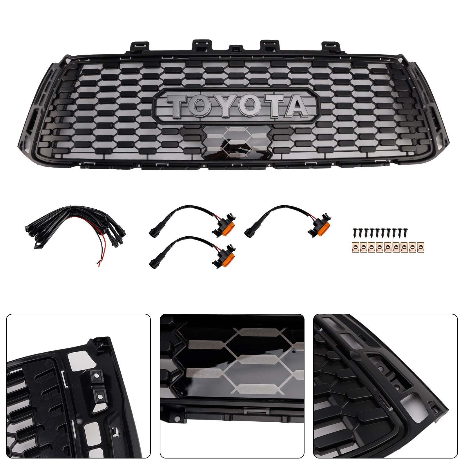 Toyota Tundra 2010-2013 TRD PRO Style Griglia a nido d'ape nera Griglia paraurti anteriore con luce LED
