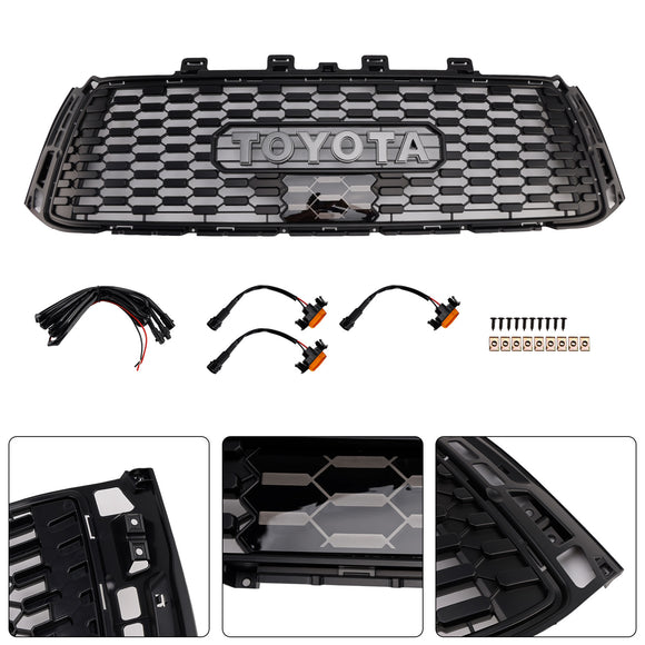 Toyota Tundra 2010-2013 TRD PRO grade estilo favo de mel preto grade do para-choque dianteiro com luz LED