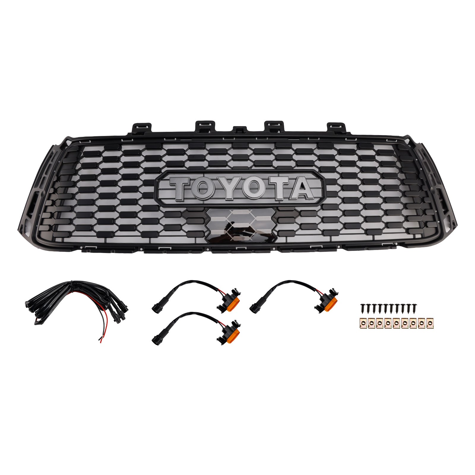 Toyota Tundra 2010-2013 TRD PRO Style Grille Parrilla de parachoques delantero de panal negro con luz LED