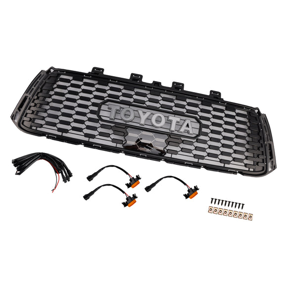 Toyota Tundra 2010-2013 TRD PRO grade estilo favo de mel preto grade do para-choque dianteiro com luz LED