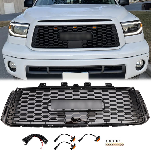 Toyota Tundra 2010-2013 TRD PRO-stijl grille, zwarte honingraat voorbumpergrille met LED-licht & TOYOTA Letter
