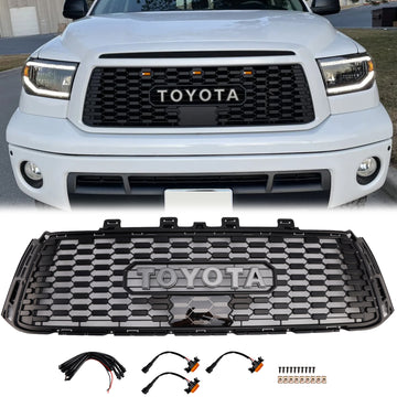 Toyota Tundra 2010-2013 TRD PRO Style Grille Black Honeycomb Front Bumper Grill W/ LED Light