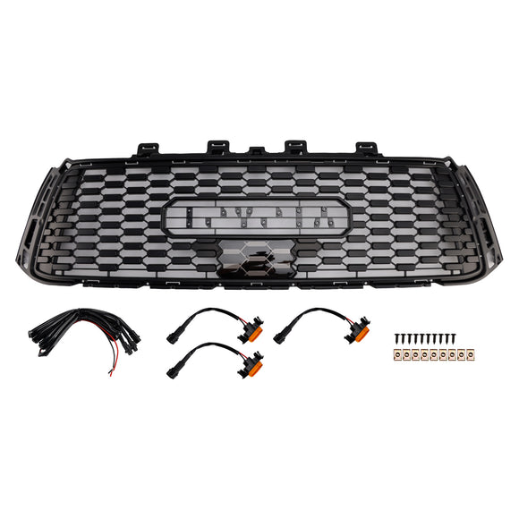 Toyota Tundra 2010-2013 TRD PRO-stijl grille, zwarte honingraat voorbumpergrille met LED-licht & TOYOTA Letter