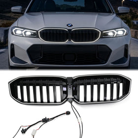 2023-2026 BMW 3 SERIES G20 G21 Parrilla delantera negra Parrilla de parachoques superior con LED