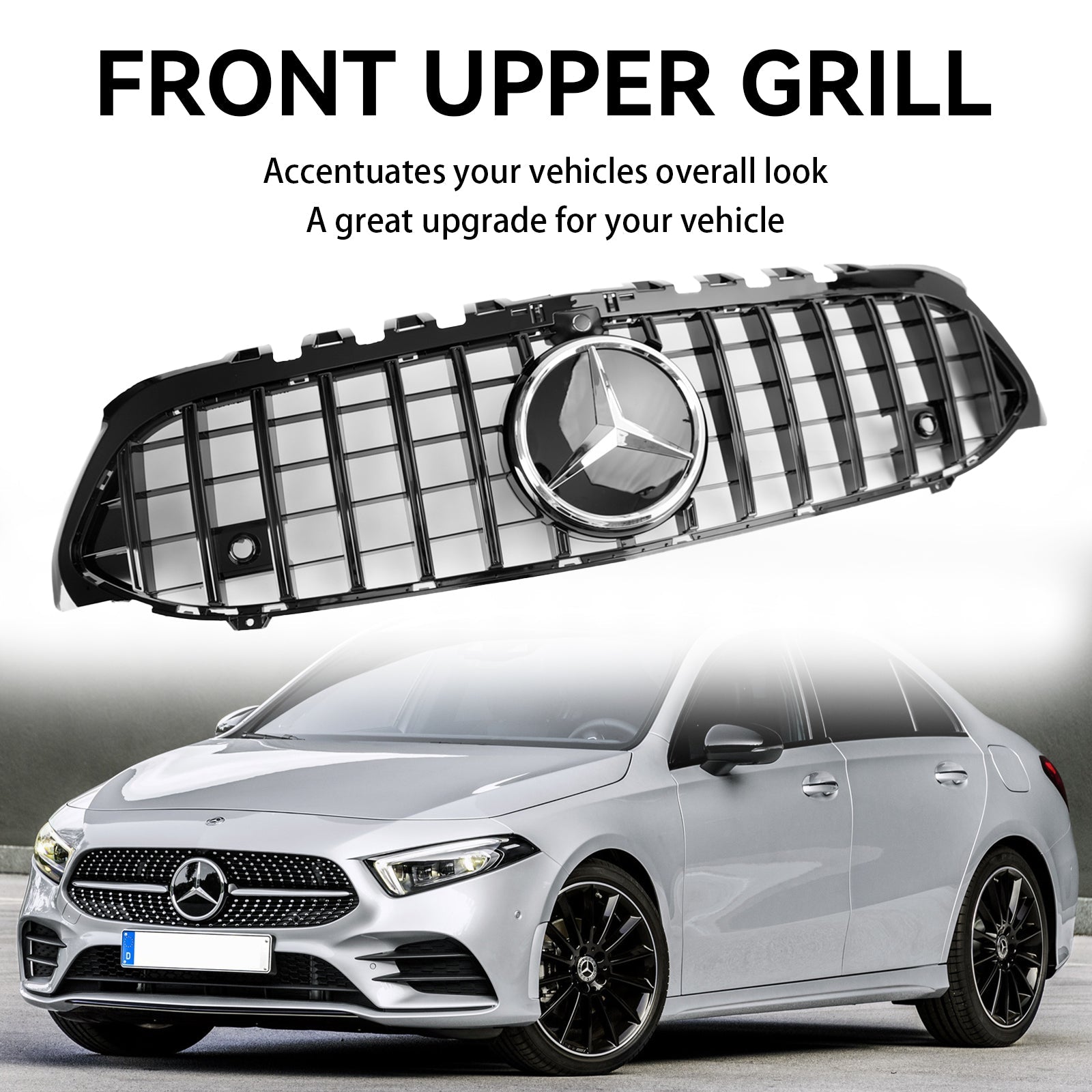 Grille de pare-chocs avant de remplacement noire de style AMG pour Mercedes-Benz CLASSE A W177 A180/200/A35 2019-2023