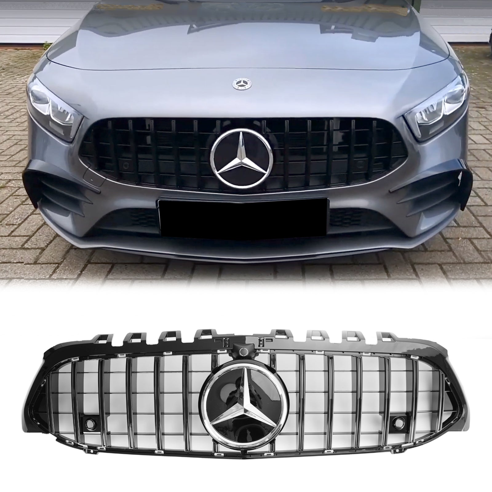 2019-2023 Mercedes-Benz A-CLASS W177 AMG Style Front Grille Glossy Black Replacement Grill