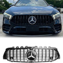 Mercedes-Benz KLASA A W177 A180/A200/A220/A250/A35 2019-2023 Przednia osłona zderzaka Czarna zamiennik grilla w stylu GT z emblematem-4