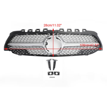 2019-2023 Mercedes-Benz A-SARJA W177 A180/A200/A220/A250/A35 Timanttityylinen maski Etupuskurin krominen maski - 0