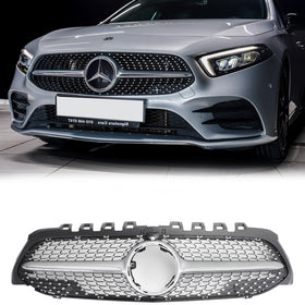 Mercedes-Benz Classe A 2019-2023 W177 Grade dianteira cromada estilo diamante para A180/A200/A220/A250/A35