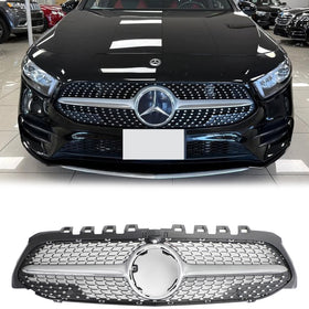 Mercedes-Benz W177 Grade dianteira cromada em formato de diamante para Classe A180/A200/A220/A250/A35 (2019-2023)