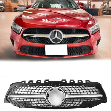 2019-2023 Mercedes-Benz A-sarja W177 GT-tyylinen etusäleikkö, kiiltävän musta etupuskurin maski tähtimerkillä - 0