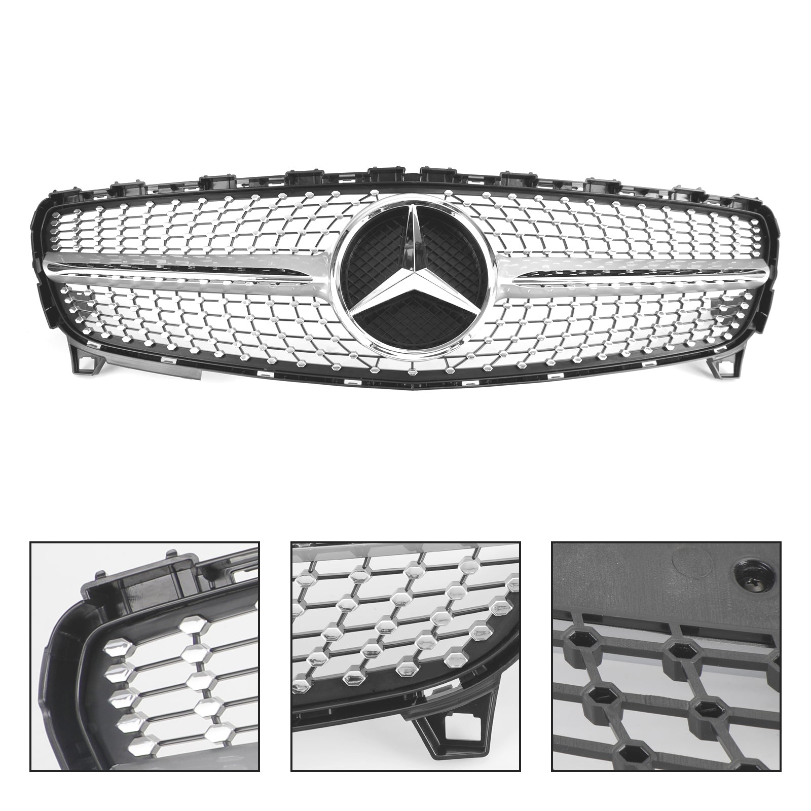 Grille de pare-chocs avant de remplacement en diamant pour Mercedes Benz CLASSE A W176 A180/200/A45 2016-2018