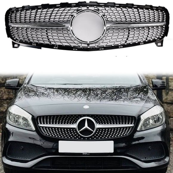 Mercedes-Benz A-klasse W176 Vervangende grille voor de voorbumper (diamantmodel) voor modellen van 2016-2018.
