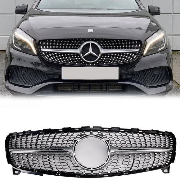 Mercedes-Benz A-klasse W176 Vervangende grille voor de voorbumper (diamantmodel) voor modellen van 2016-2018.