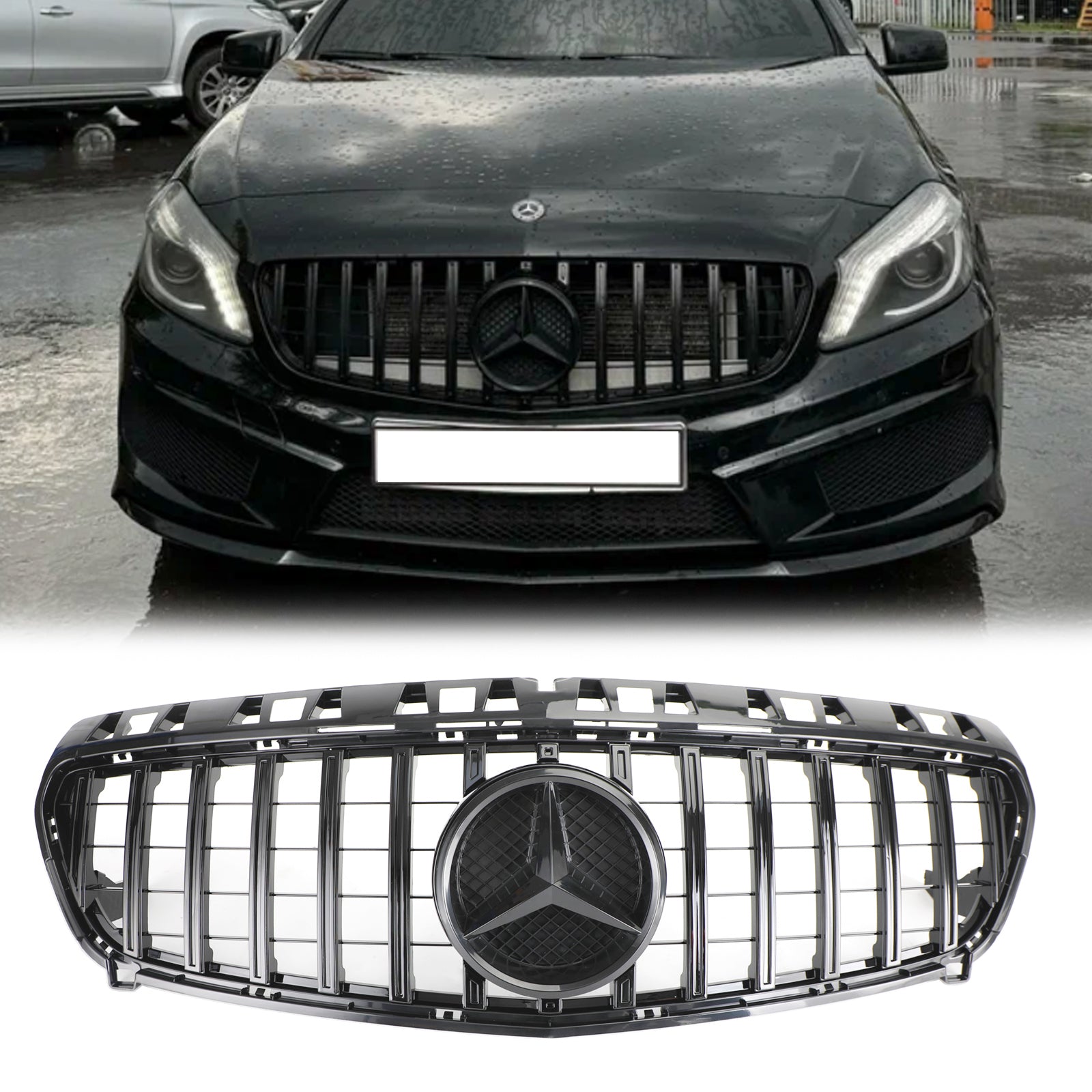 2013-2015 Mercedes-Benz A-CLASS W176 A180/200/A45 Front Bumper Grille Gloss Black AMG Style Grill