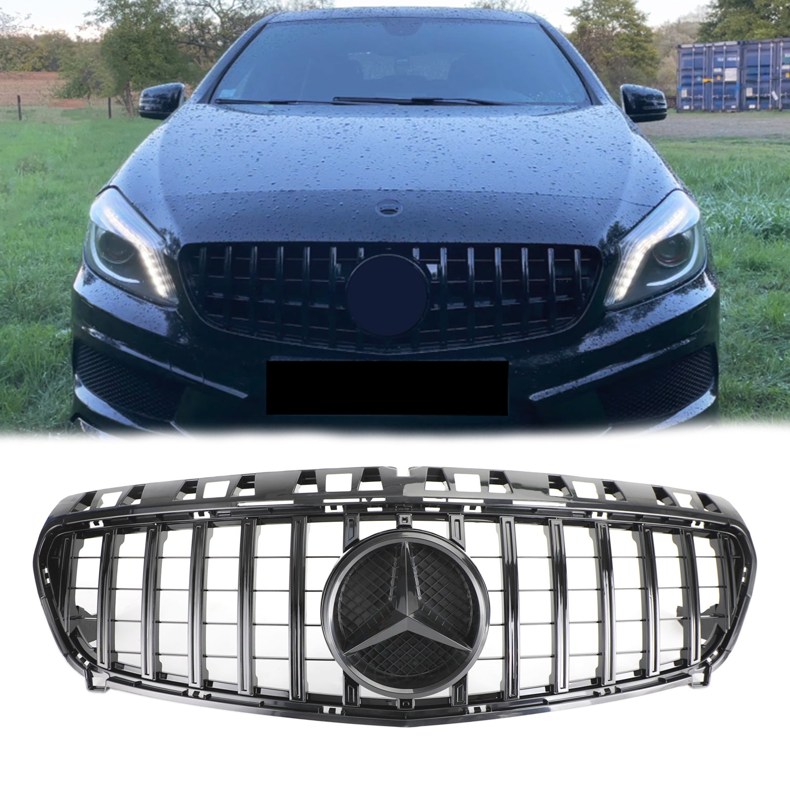 Grille de pare-chocs avant Mercedes-Benz CLASSE A W176 A180/200/A45 2013-2015 Grille de style AMG noir brillant