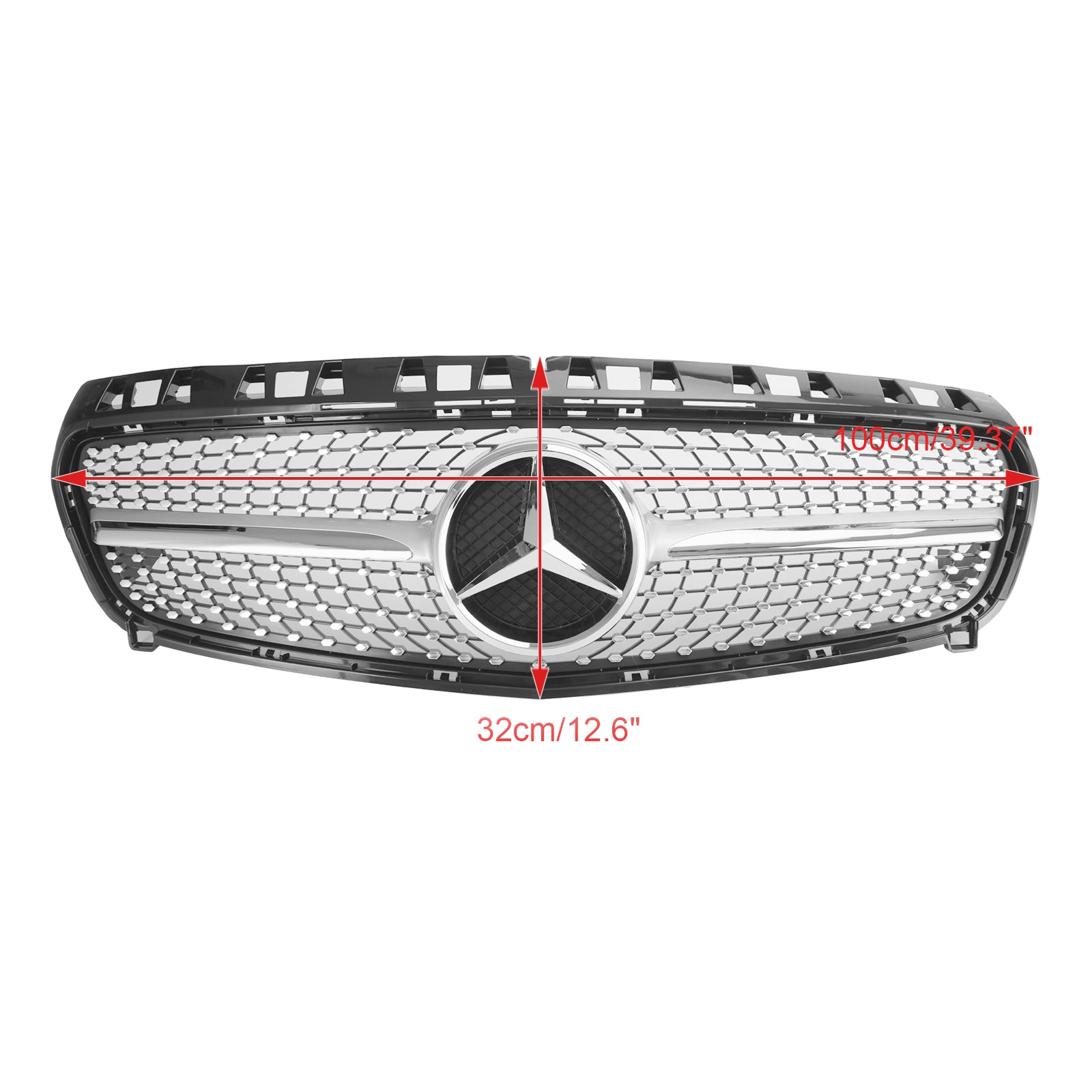 Benz 2013-2015 W176 A-Class A180/200/A45 Front Bumper Grille Black Chrome Replacement Grill - 0