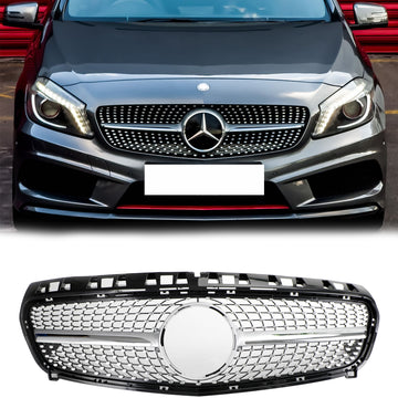 Mercedes 2013-2015 W176 Frontstoßstangengrill für A-Klasse A180/200/A45, schwarz verchromt, Ersatzgrill