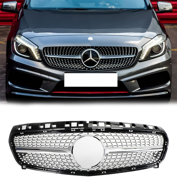 Mercedes 2013-2015 W176 Frontstoßstangengrill für A-Klasse A180/200/A45, schwarz verchromt, Ersatzgrill
