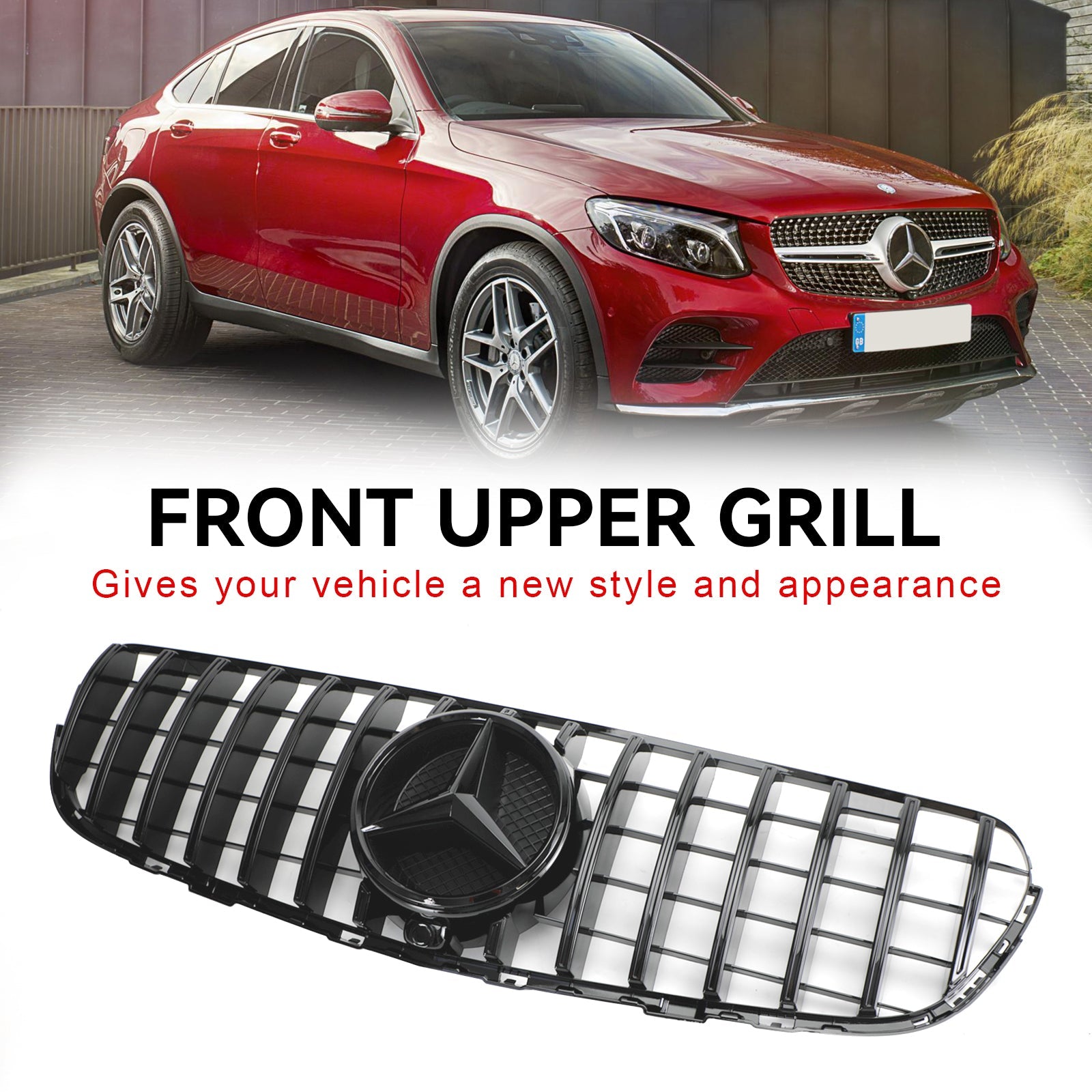 Parrilla delantera de estilo AMG en negro brillante para Mercedes Benz X253 Clase GLC GLC250/300/350e/220d/43 2015-2019