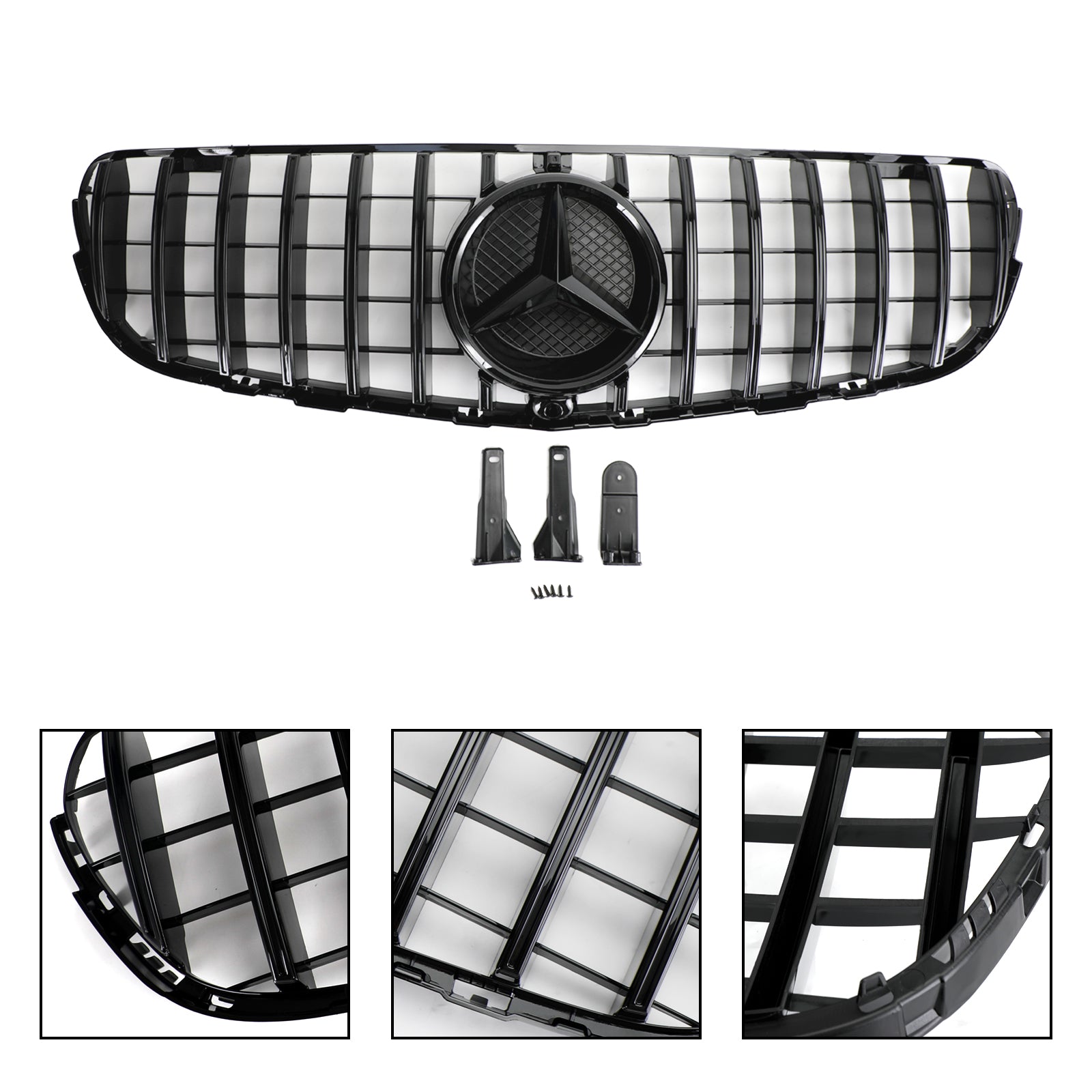 Grille de pare-chocs avant Mercedes Benz X253 Classe GLC GLC250/300/350e/220d/43 2015-2019 Grille de style AMG noir brillant