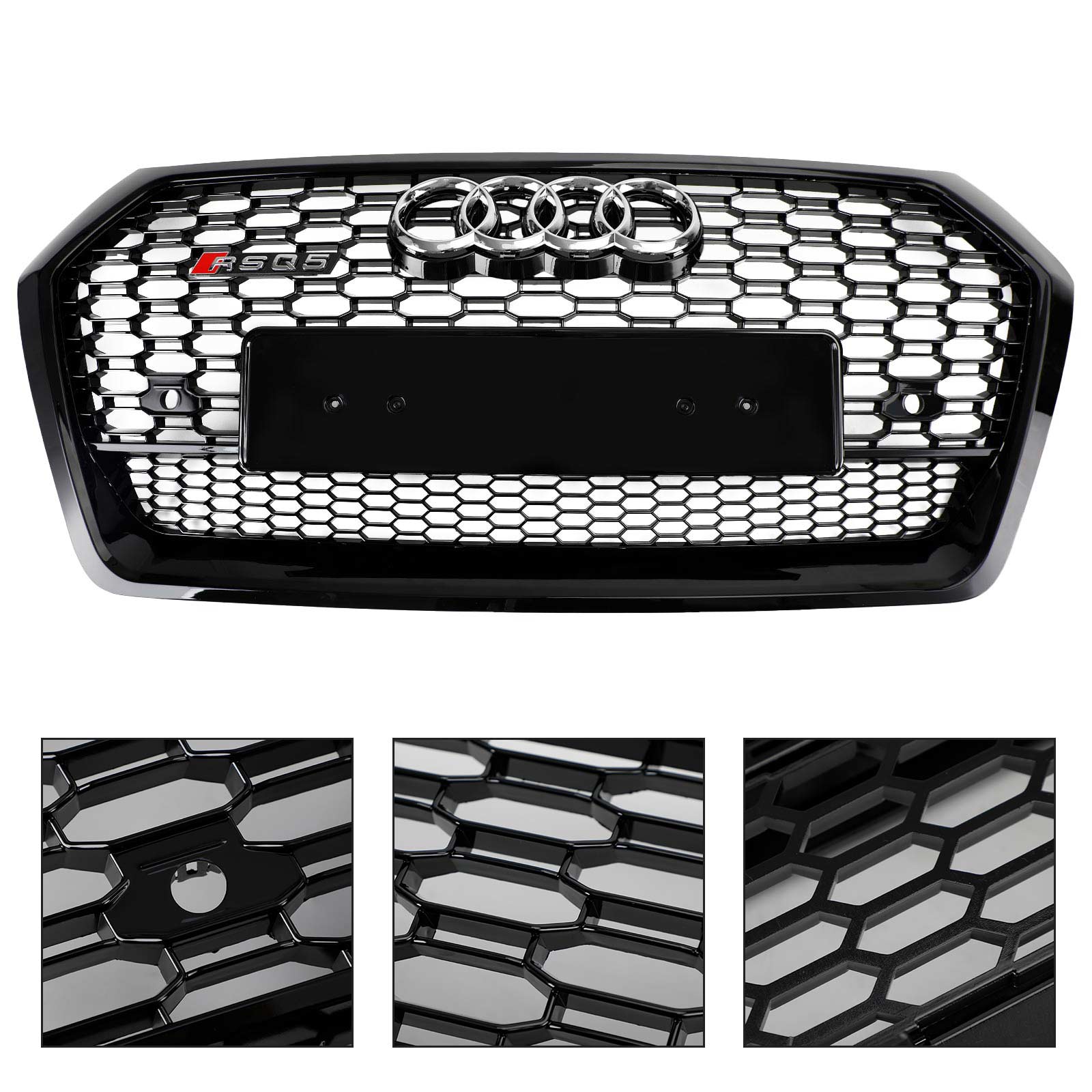 Grille de calandre en nid d'abeille avant Audi Q5 SQ5 2018-2020 Grille de remplacement de style RSQ5 Grille noire