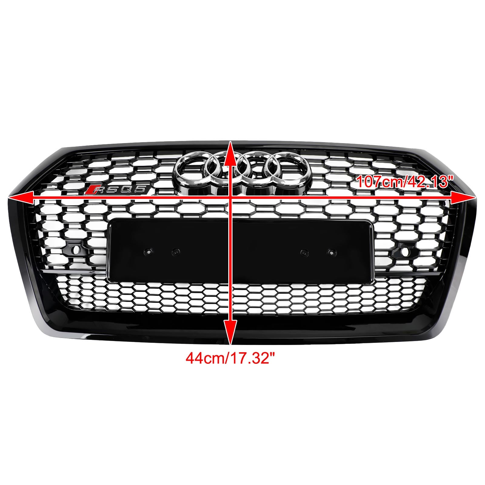 Rejilla delantera de malla tipo panal de abeja estilo RSQ5 para Audi Q5 SQ5 2018-2020 Rejilla de repuesto negra - 0