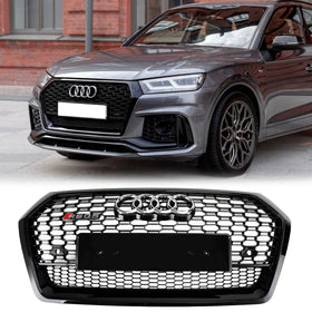 2018–2020 Audi Q5 SQ5 Front-Wabengitter-Grill RSQ5-Style-Grill Ersatz-Grill in Schwarz