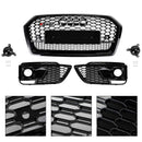 Calandre avant noire pour Audi Q5 SQ5, Style RSQ5, maille en nid d'abeille + grille de phare antibrouillard, 2018 – 2020-5