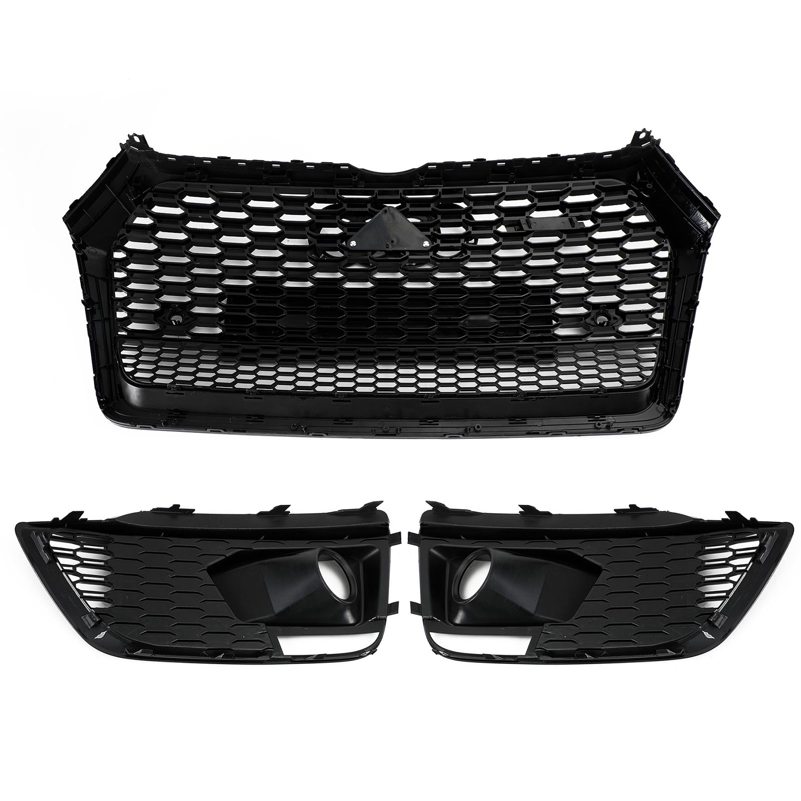 Grille de calandre avant noire Audi Q5 SQ5 2018-2020 style RSQ5 en nid d'abeille + grille de phare antibrouillard