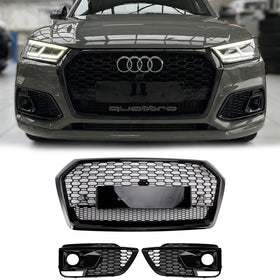 2017-2020 Audi Q5 Sline/SQ5 Edessä musta säleikkö RSQ5 Style Honeycomb Mesh Grill + Sumulampun säleikkö