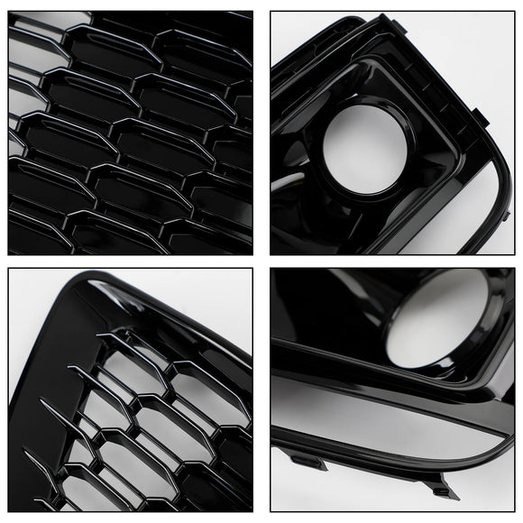 2017-2020 Audi Q5 Sline / SQ5 Front Black Grille RSQ5 Style Honeycomb Mesh Grill + Fog Lamp Grill