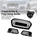 Audi Q5 FY 2017-2020 RSQ5 Style Grill Front Bumper Black Honeycomb Grille + Fog Lamp Grill-3