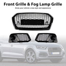 Audi Q5 FY 2017-2020 RSQ5 Style Grill Front Bumper Black Honeycomb Grille + Fog Lamp Grill-4