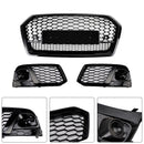 Audi Q5 FY 2017-2020 RSQ5 Style Grill Front Bumper Black Honeycomb Grille + Fog Lamp Grill-5