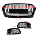 Audi Q5 FY 2017-2020 RSQ5 Style Grill Front Bumper Black Honeycomb Grille + Fog Lamp Grill-2