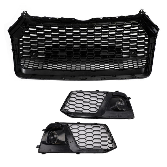 Audi Q5 FY 2017-2020 RSQ5 Style Grill Front Bumper Black Honeycomb Grille + Fog Lamp Grill
