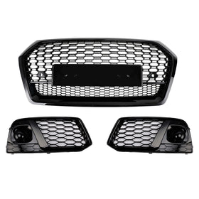 Audi Q5 FY 2017-2020 RSQ5 Style Grill pare-chocs avant calandre en nid d'abeille noire + grille de phare antibrouillard
