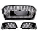 Audi Q5 FY 2017-2020 RSQ5 Style Grill Front Bumper Black Honeycomb Grille + Fog Lamp Grill-11