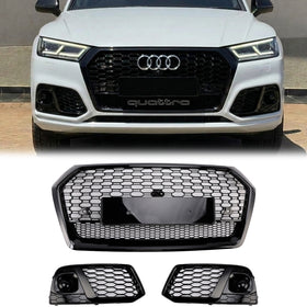 Audi Q5 FY 2017-2020 RSQ5 Style Grill etupuskuri musta hunajakenno säleikkö + sumuvalon säleikkö