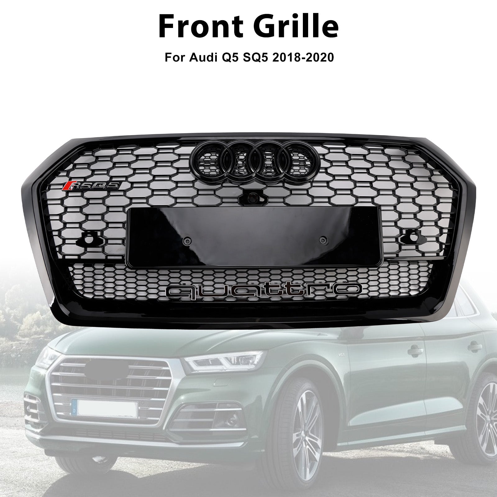 2018-2020 Audi Q5 SQ5 Front Wabengitter Grill RSQ5 Style Grill Ersatzblatt Schwarzer Kühlergrill