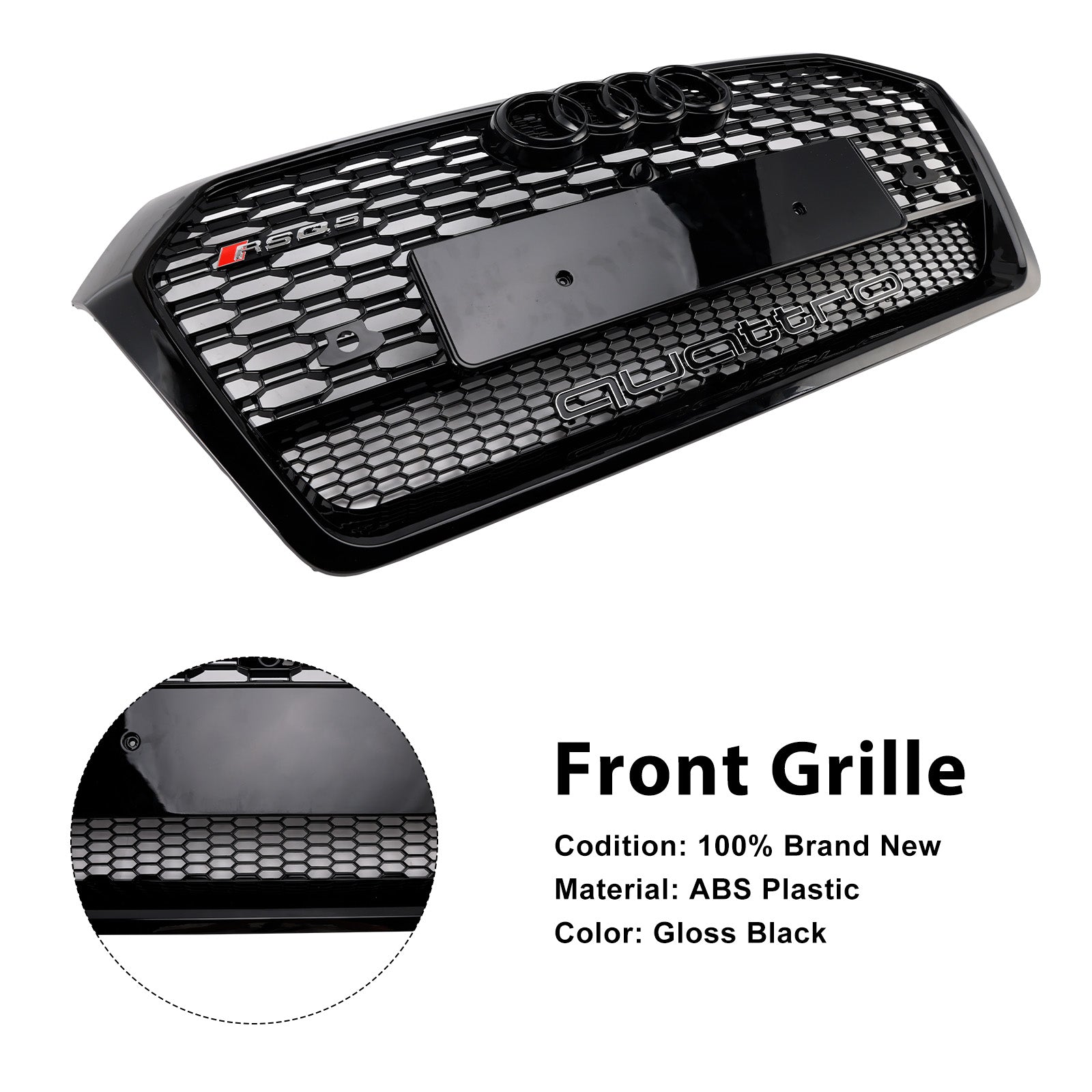 2018-2020 Audi Q5 SQ5 Front Wabengitter Grill RSQ5 Style Grill Ersatzblatt Schwarzer Kühlergrill