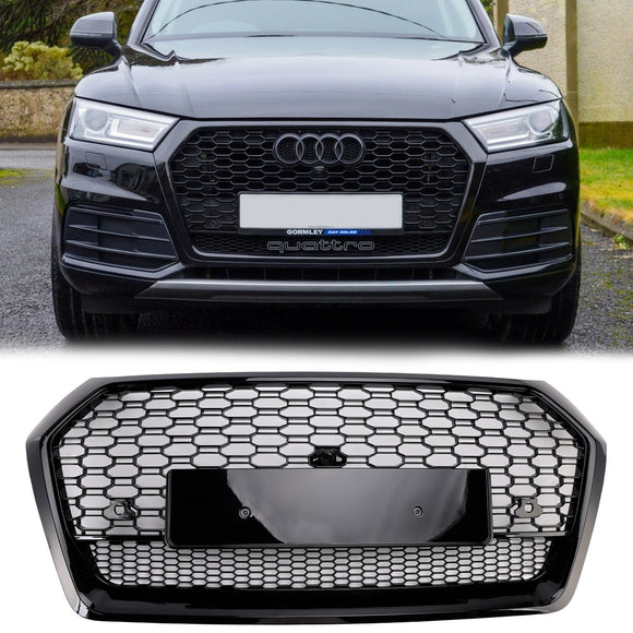2017–2020 Audi Q5 SQ5 vorderer Wabengittergrill im RSQ5-Stil, schwarzer Ersatzgrill