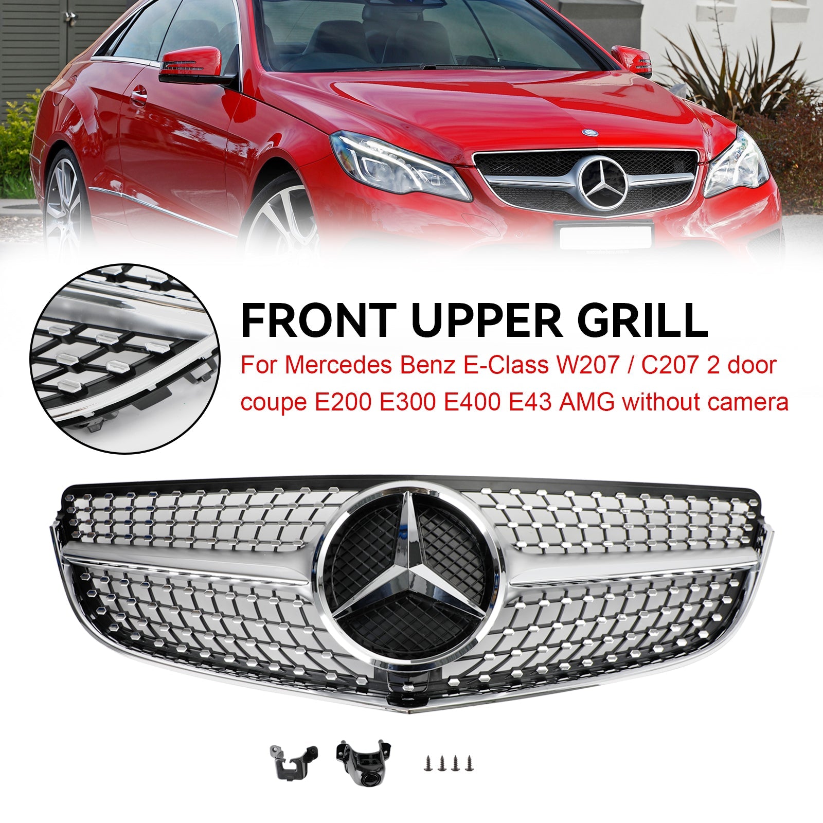 2014-2017 Mercedes Benz E-Class W207/C207 E200 E300 E400 E43 Coupe Front Bumper Grill Diamond Style Grille