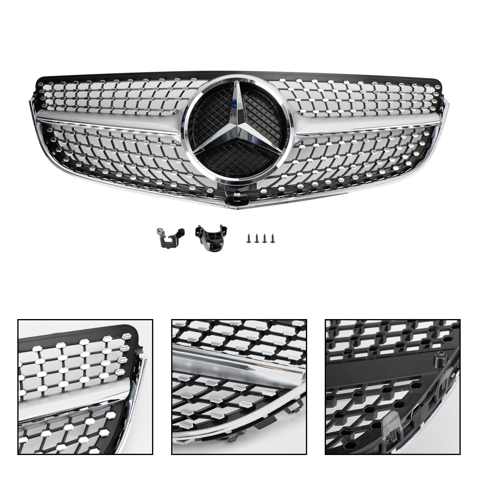 Grille de pare-chocs avant style diamant pour Mercedes Benz Classe E W207/C207 E200 E300 E400 E43 Coupé 2014-2017