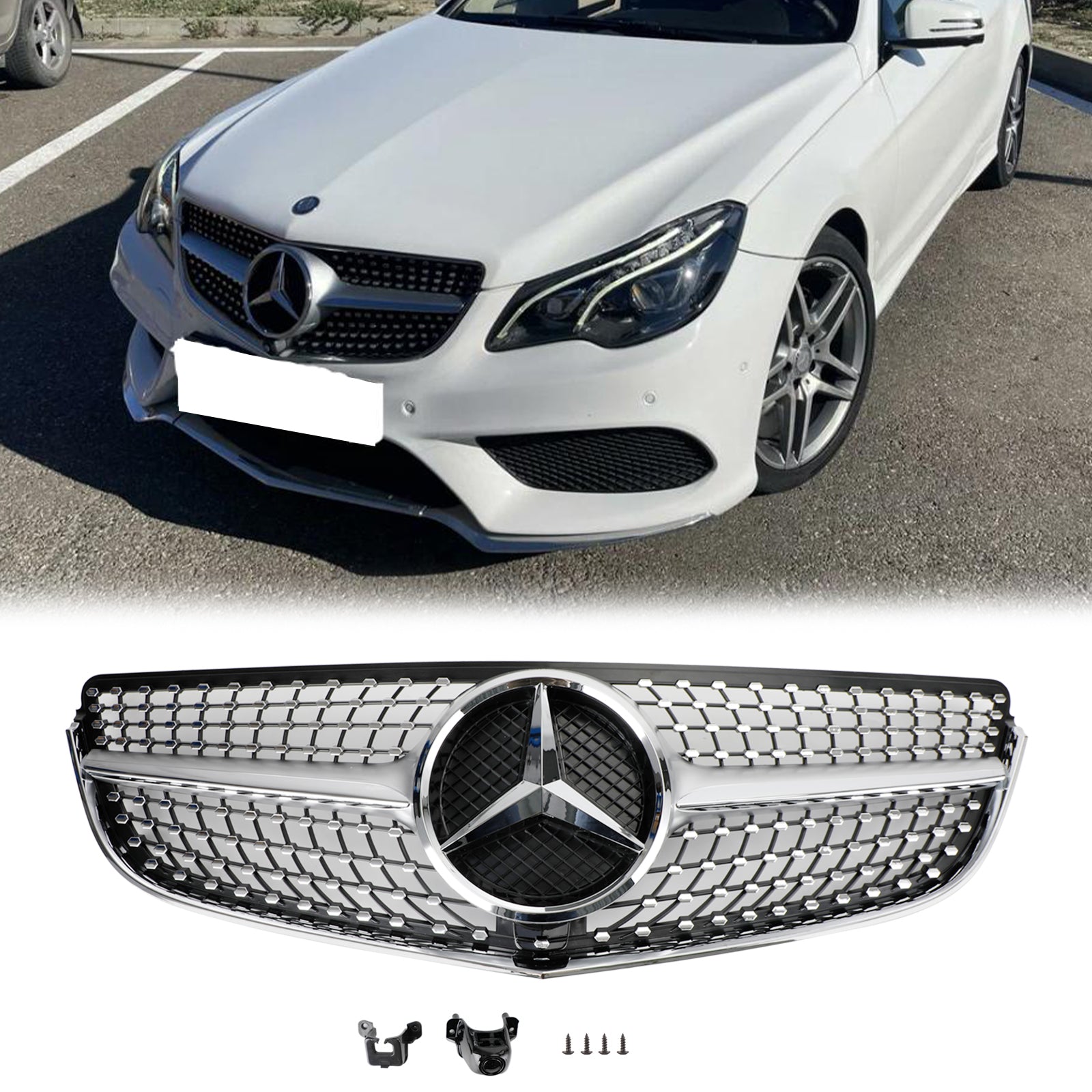 Parrilla delantera con forma de diamante para Mercedes Benz Clase E W207/C207 Coupé de 2 puertas E200 E300 E400 E43 2014-2017