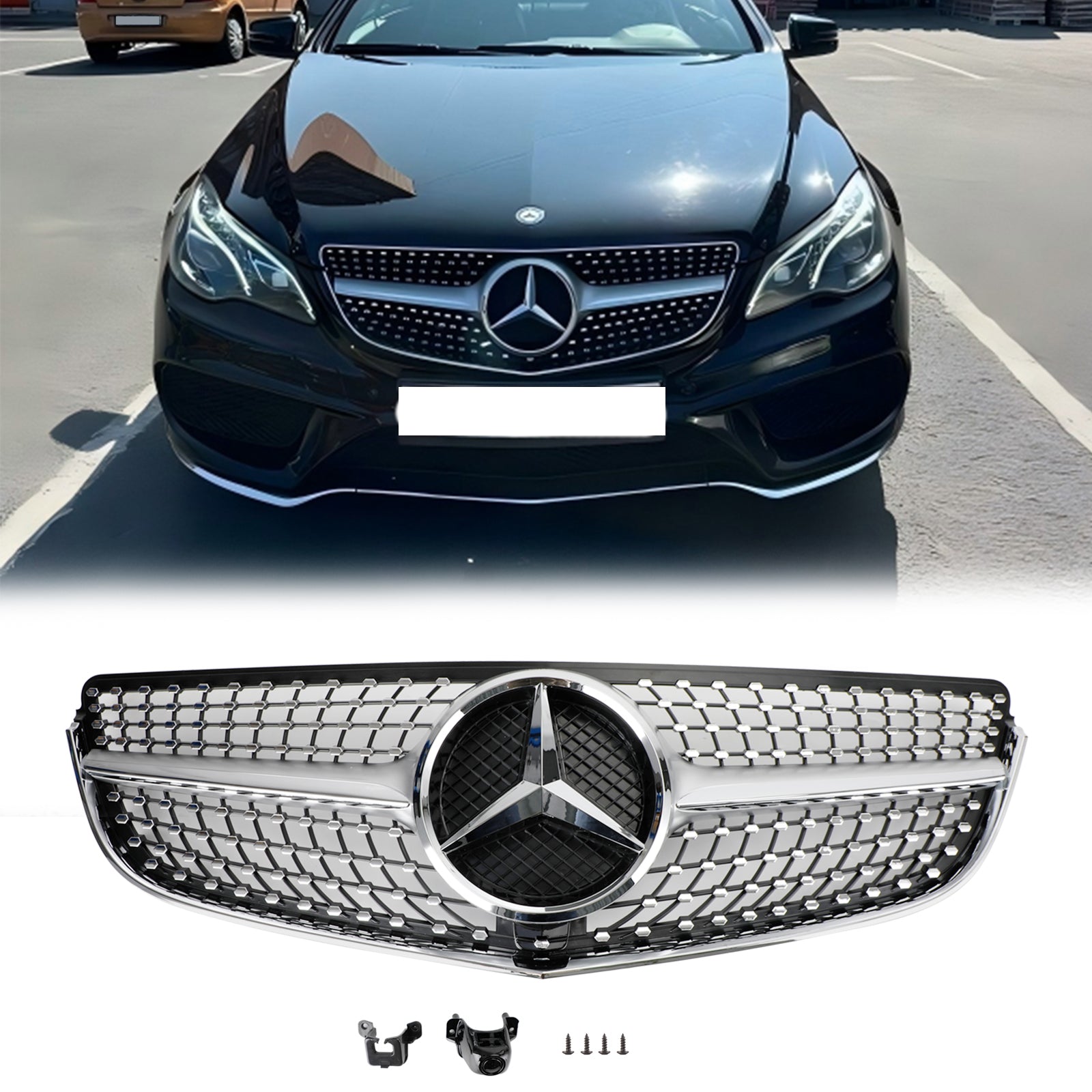 Grille de pare-chocs avant style diamant pour Mercedes Benz Classe E W207/C207 E200 E300 E400 E43 Coupé 2014-2017