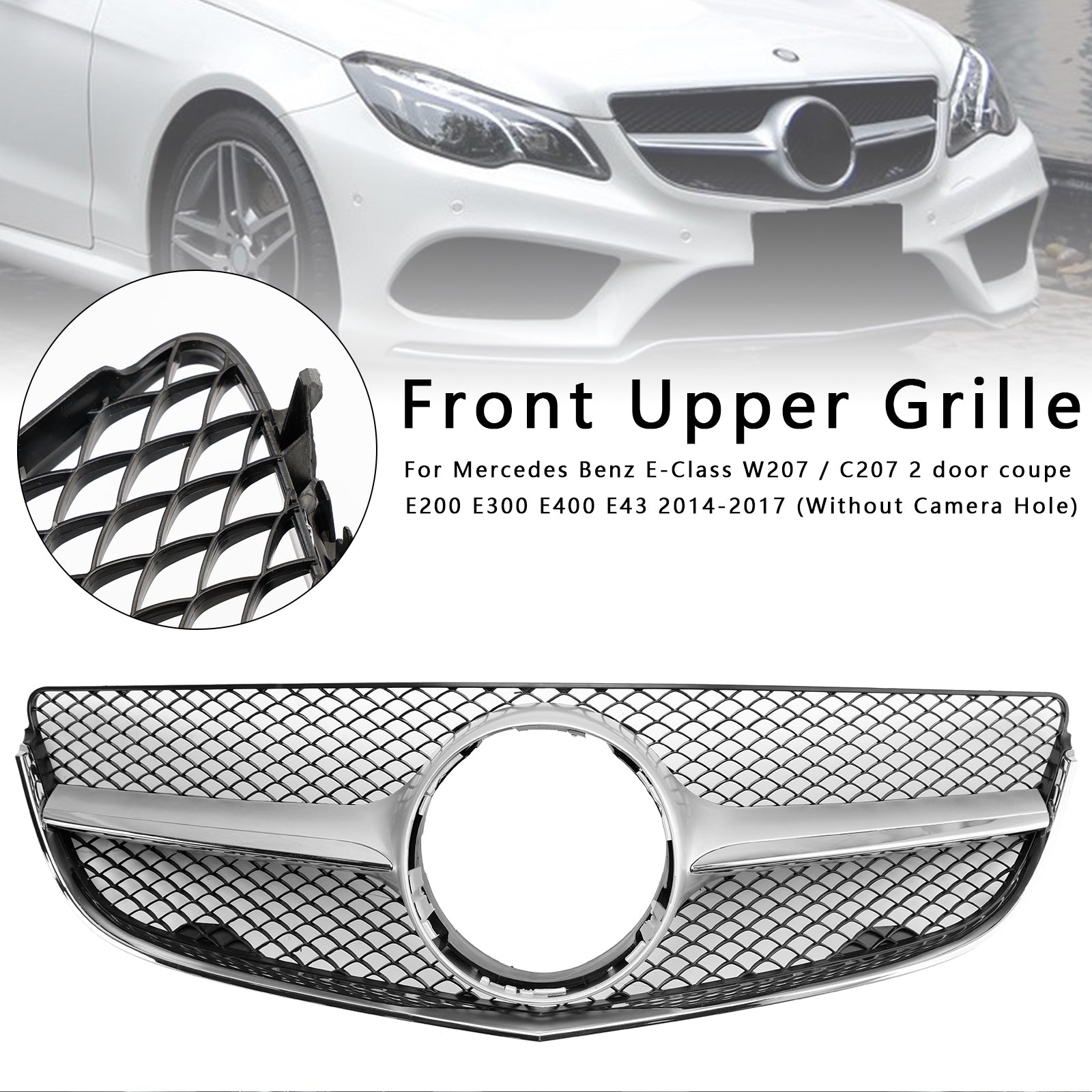 Mercedes Benz E-Class W207/C207 2014 2015 2016 2017 Coupe Diamond / OEM Style Grill Front Bumper Replacement Grille