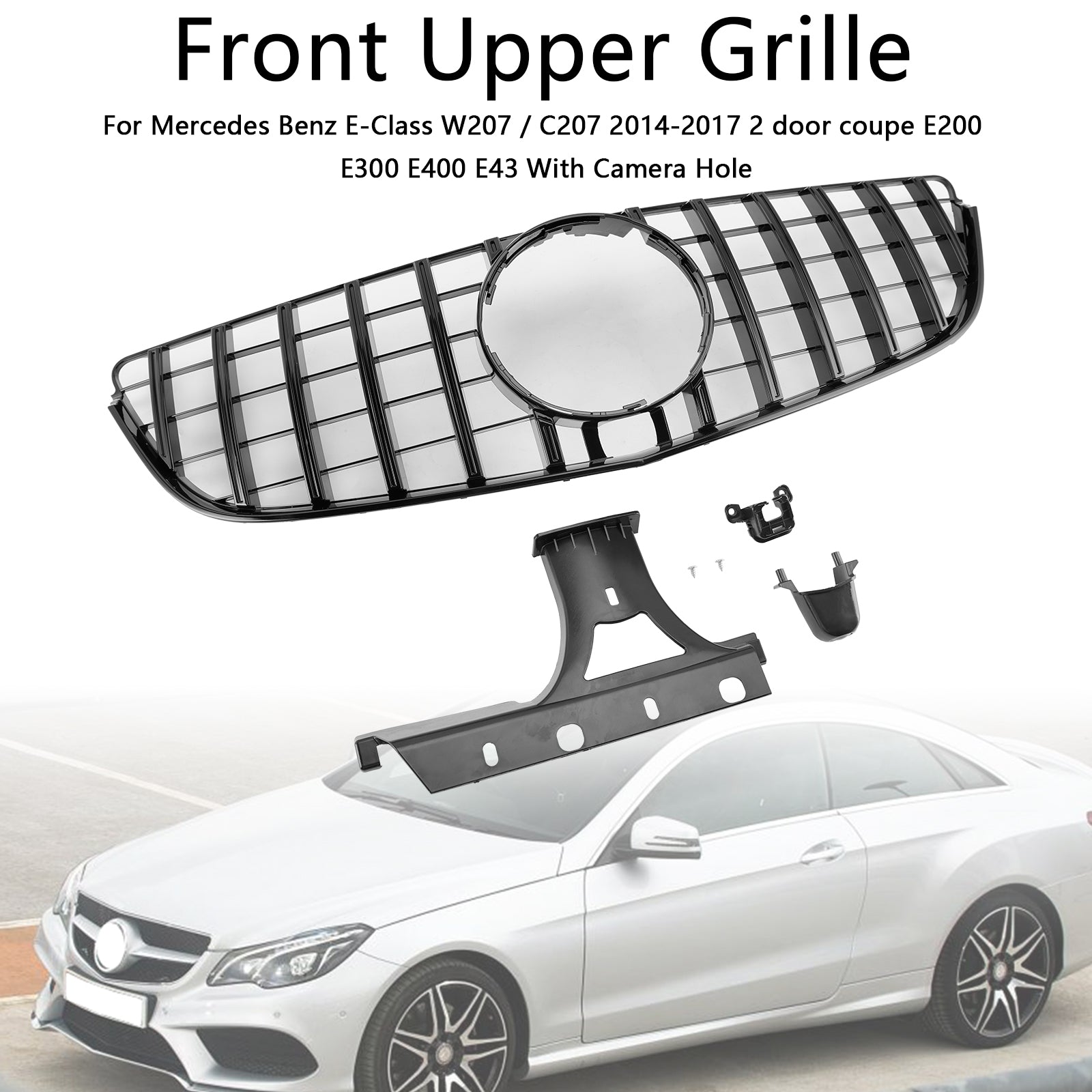 2014-2017 Mercedes Benz E-Klasse W207 C207 Coupé GTR Style Kühlergrill Frontstoßstange Schwarz Ersatzgrill